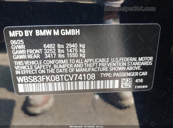 WBS83FK08TCV74108 2026 BMW M5 Black Widok komory silnika