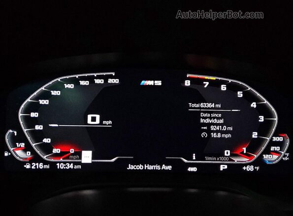 WBSJF0C02LCD41218 2020 BMW M5 Red Instrument cluster view