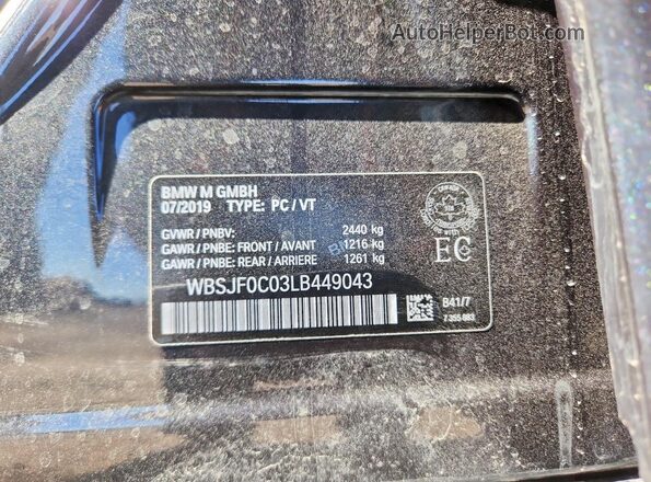 WBSJF0C03LB449043 2020 BMW M5 Blue Вид наклейки з VIN-кодом