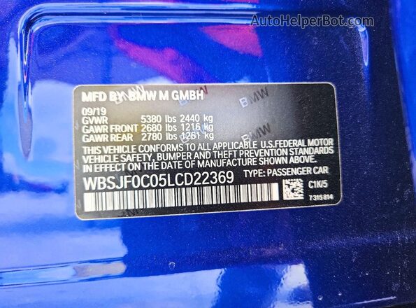 WBSJF0C05LCD22369 2020 BMW M5 Синий Вид подкапотного пространства
