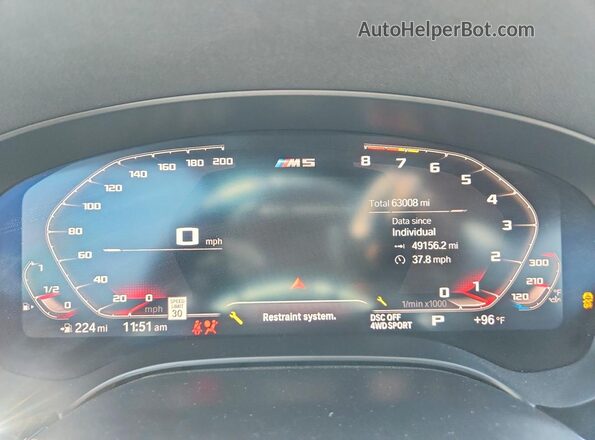 WBSJF0C09LCD38932 2020 BMW M5 White Սարքավորումների վահանակի տեսք