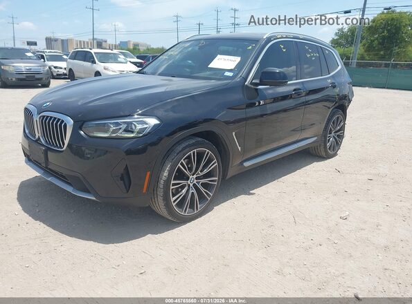 WBX47DP09NN172020 2022 BMW X3 Black Առջևի ձախ երեք քառորդ տեսարան