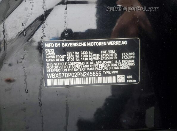 WBX57DP02PN245655 2023 BMW X3 Black სალონის 360-გრადუსიანი ხედი