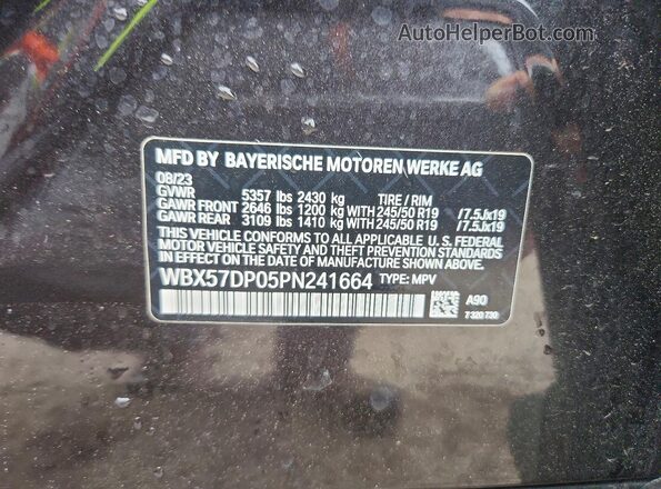 WBX57DP05PN241664 2023 BMW X3 Черный Панорамный вид салона 360°