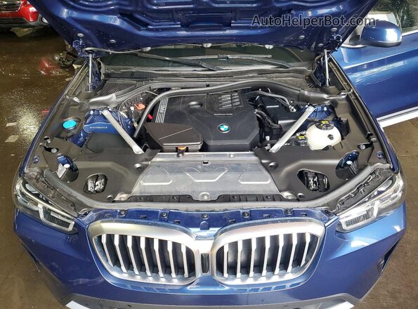 WBX57DP06NN182931 2022 BMW X3 Blue Vista del compartimento del motor