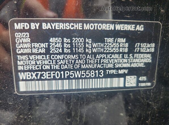 WBX73EF01P5W55813 2023 BMW X1 Black Вид наклейки з VIN-кодом