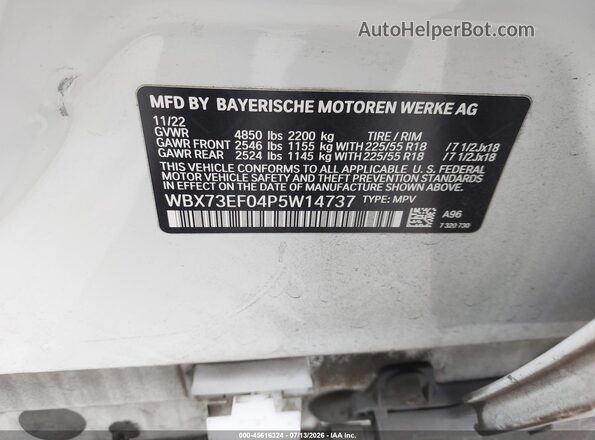 WBX73EF04P5W14737 2023 BMW X1 White Widok komory silnika