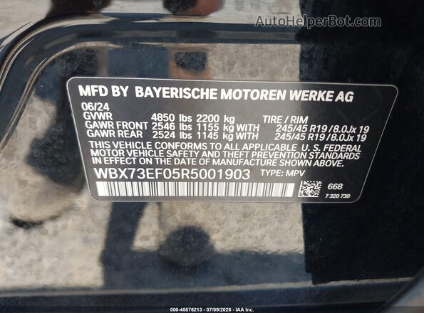 WBX73EF05R5001903 2024 BMW X1 Black Widok komory silnika