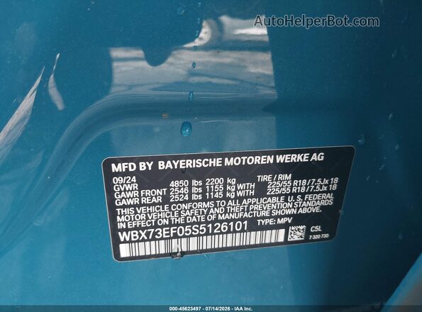 WBX73EF05S5126101 2025 BMW X1 Blue Вид підкапотного простору