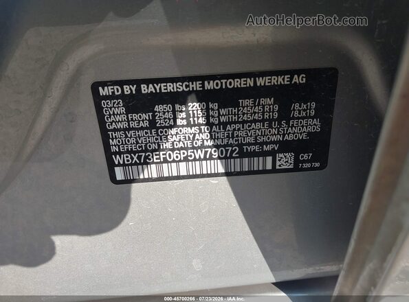 WBX73EF06P5W79072 2023 BMW X1 Silver ძრავის განყოფილების ხედი