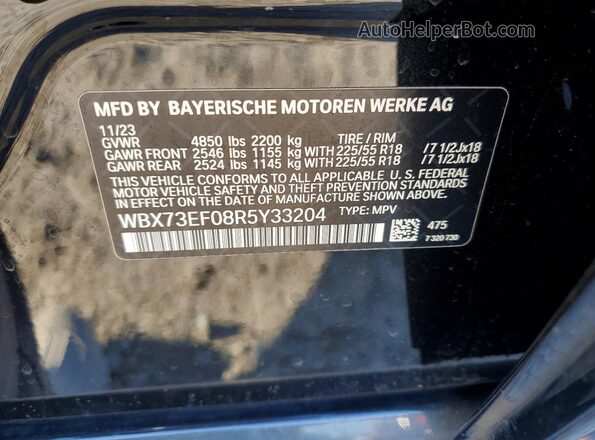 WBX73EF08R5Y33204 2024 BMW X1 Black Вид наклейки з VIN-кодом