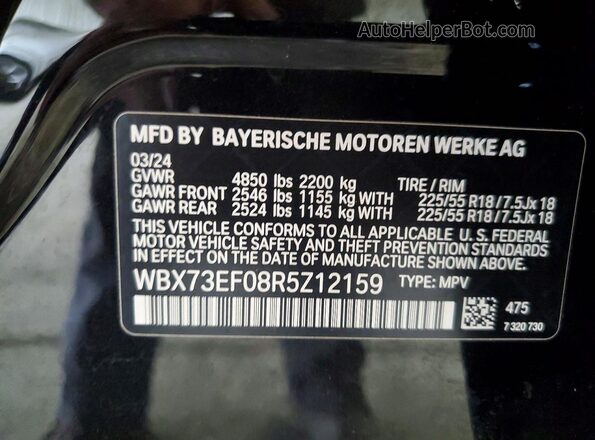 WBX73EF08R5Z12159 2024 BMW X1 Black Widok wnętrza 360 stopni