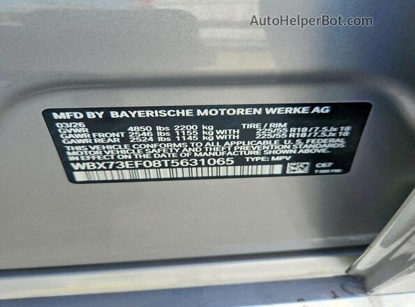 WBX73EF08T5631065 2026 BMW X1 Серебряный Вид наклейки с VIN-кодом