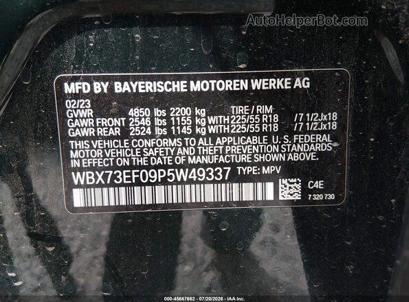 WBX73EF09P5W49337 2023 BMW X1 Green Engine compartment view