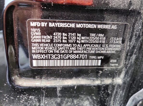 WBXHT3C31GP884701 2016 BMW X1 Black Շարժիչի բաժամունքի տեսք