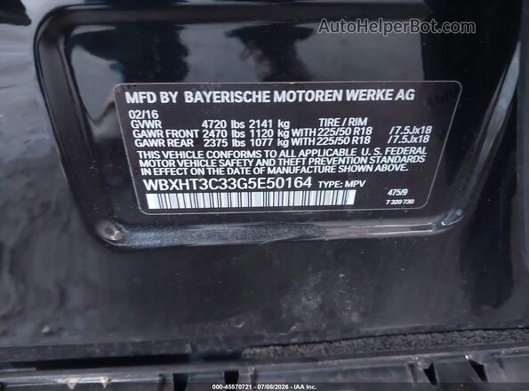 WBXHT3C33G5E50164 2016 BMW X1 Black ძრავის განყოფილების ხედი