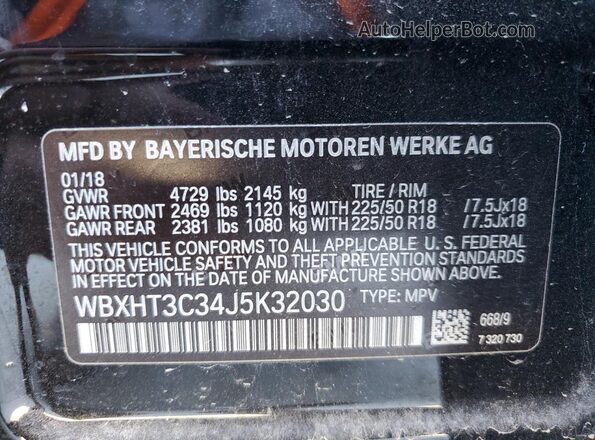 WBXHT3C34J5K32030 2018 BMW X1 Черный Вид подкапотного пространства