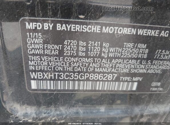 WBXHT3C35GP886287 2016 BMW X1 Коричневый Вид подкапотного пространства