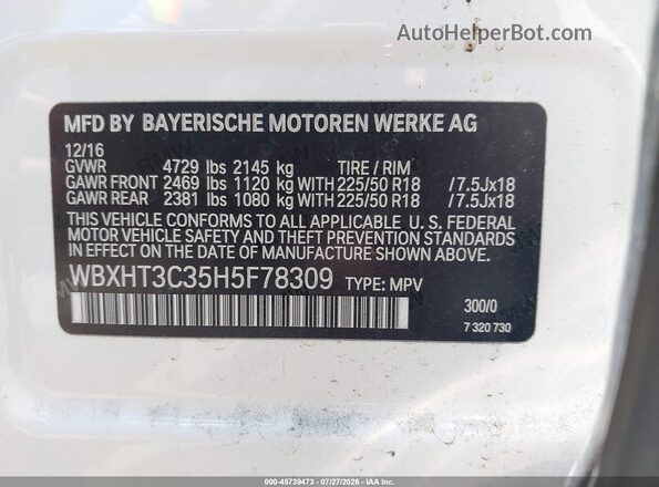 WBXHT3C35H5F78309 2017 BMW X1 Белый Вид подкапотного пространства