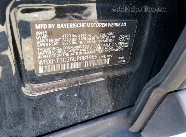 WBXHT3C36GP881986 2016 BMW X1 Black VIN კოდის სტიკერის ხედი