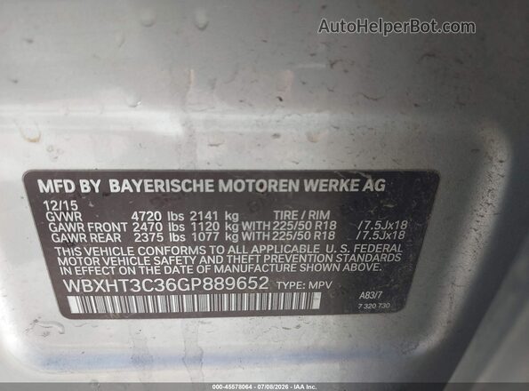 WBXHT3C36GP889652 2016 BMW X1 Silver Engine compartment view