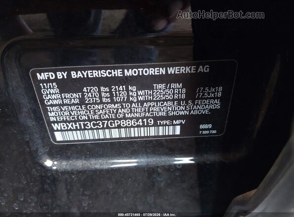 WBXHT3C37GP886419 2016 BMW X1 Black Engine compartment view
