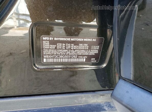 WBXHT3C38G5E51262 2016 BMW X1 Black VIN sticker view