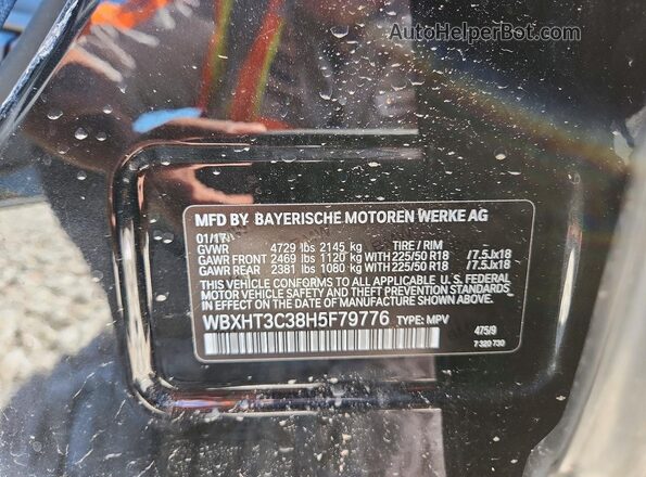 WBXHT3C38H5F79776 2017 BMW X1 Black Widok wnętrza 360 stopni
