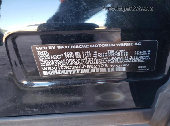 WBXHT3C39GP882128 2016 BMW X1 Black VIN կոդի պիտակի տեսք