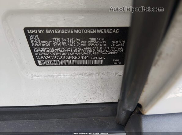 WBXHT3C39GP882484 2016 BMW X1 White Engine compartment view