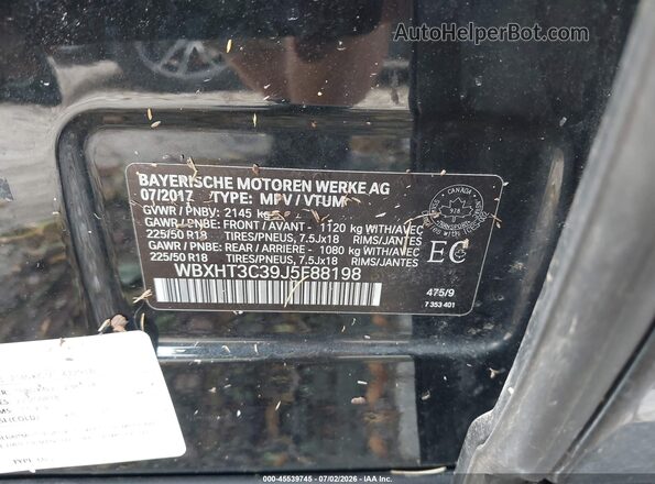 WBXHT3C39J5F88198 2018 BMW X1 Black Շարժիչի բաժամունքի տեսք