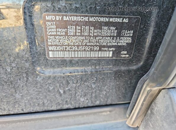 WBXHT3C39J5F92199 2018 BMW X1 Черный Вид подкапотного пространства