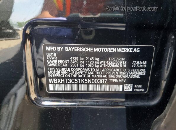 WBXHT3C51K5N00387 2019 BMW X1 Black Widok komory silnika