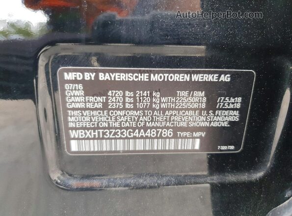 WBXHT3Z33G4A48786 2016 BMW X1 Черный Вид наклейки с VIN-кодом