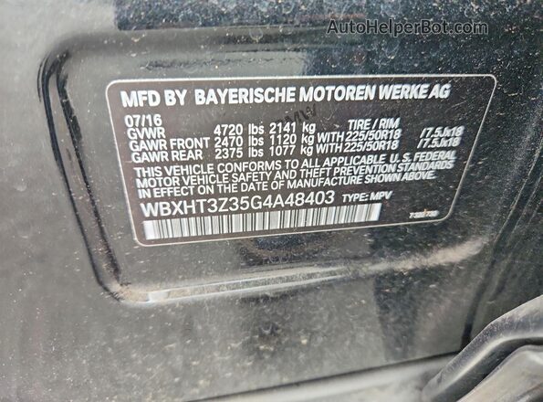 WBXHT3Z35G4A48403 2016 BMW X1 Black ძრავის განყოფილების ხედი
