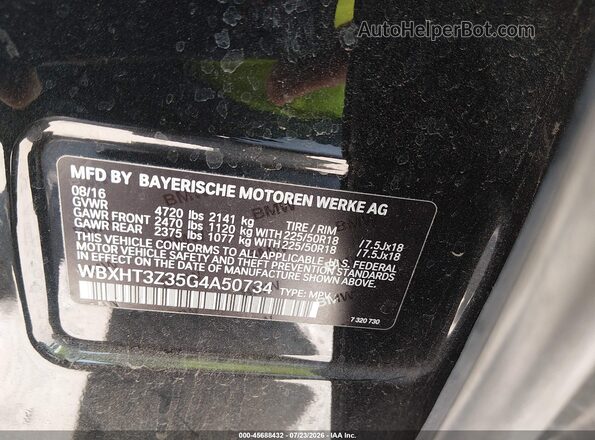 WBXHT3Z35G4A50734 2016 BMW X1 Black Engine compartment view
