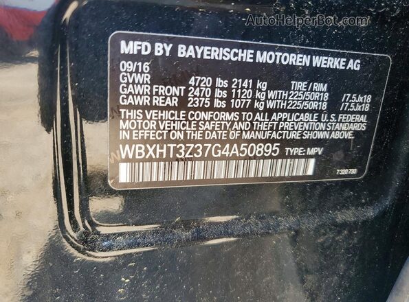 WBXHT3Z37G4A50895 2016 BMW X1 Black Vista del compartimento del motor