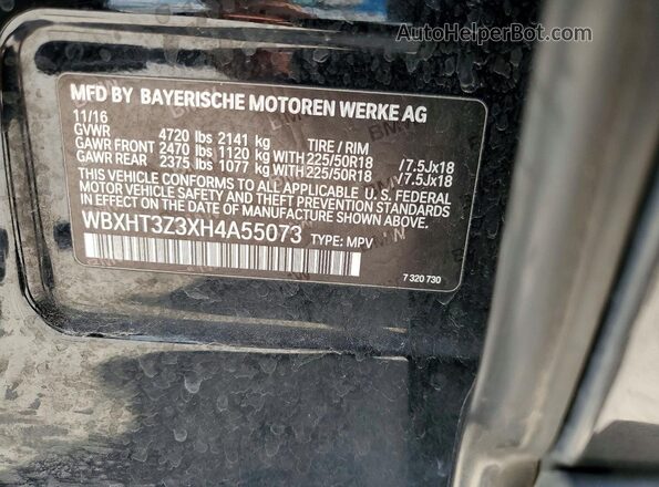 WBXHT3Z3XH4A55073 2017 BMW X1 Black Շարժիչի բաժամունքի տեսք