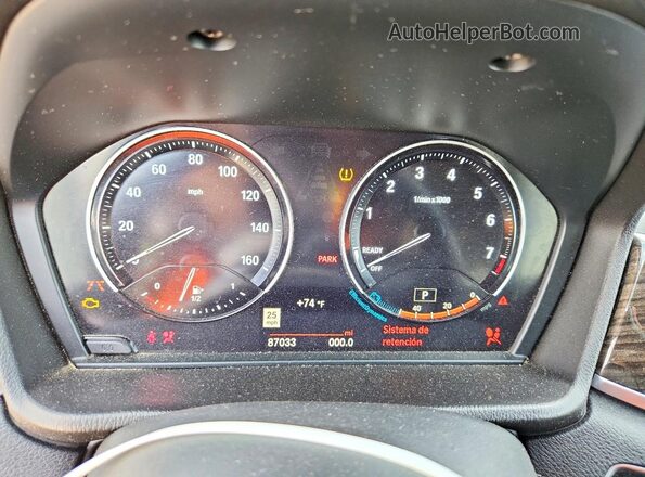 WBXJG7C01M5S25589 2021 BMW X1 White ხელსაწყოთა პანელის ხედი