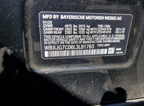 WBXJG7C06L3L81783 2020 BMW X1 Black Widok wnętrza 360 stopni