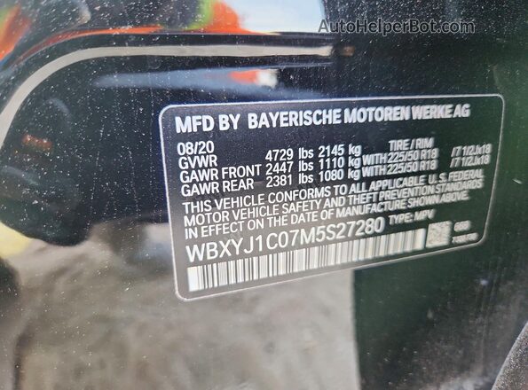 WBXYJ1C07M5S27280 2021 BMW X2 Black Панорамний вид салону 360°