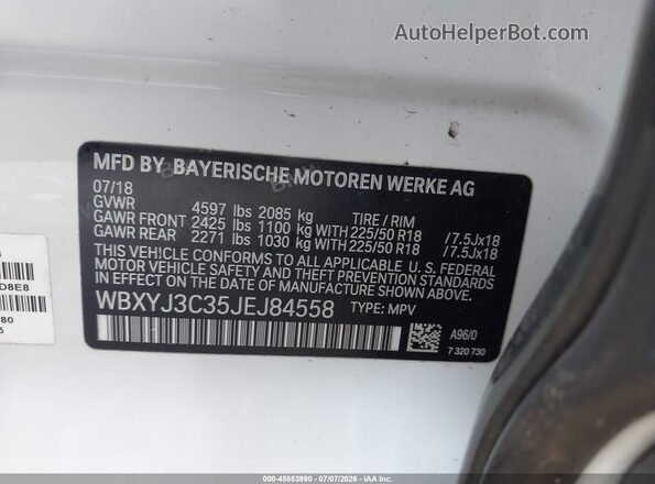 WBXYJ3C35JEJ84558 2018 BMW X2 Белый Вид подкапотного пространства