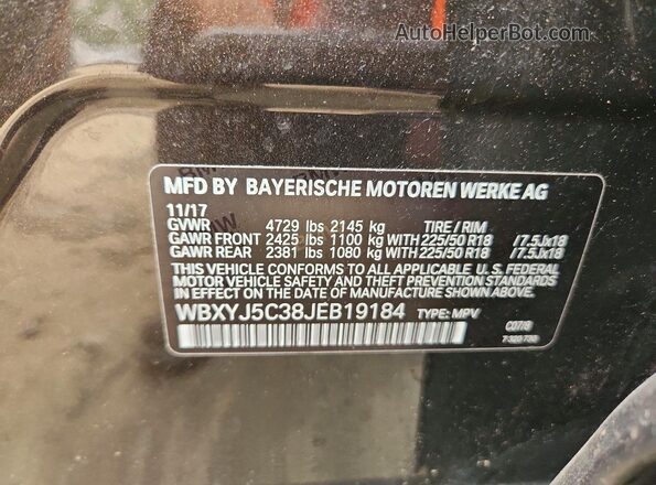 WBXYJ5C38JEB19184 2018 BMW X2 Black VIN կոդի պիտակի տեսք