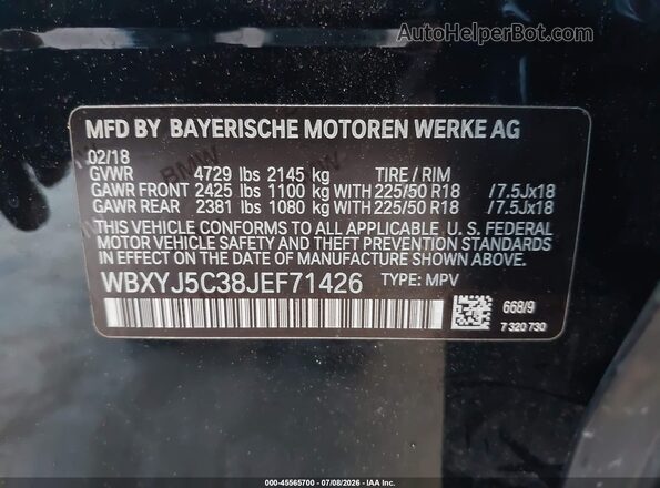 WBXYJ5C38JEF71426 2018 BMW X2 Черный Вид подкапотного пространства
