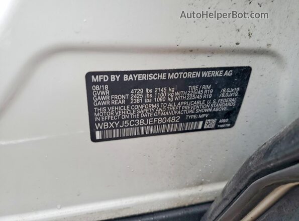 WBXYJ5C38JEF80482 2018 BMW X2 Белый Вид наклейки с VIN-кодом