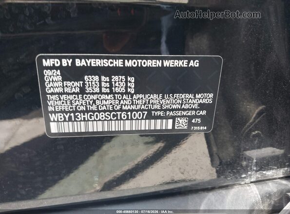 WBY13HG08SCT61007 2025 BMW OTHER Black Вид підкапотного простору