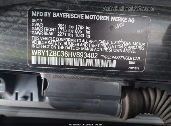WBY1Z8C36HV893402 2017 BMW I3 Белый Вид подкапотного пространства