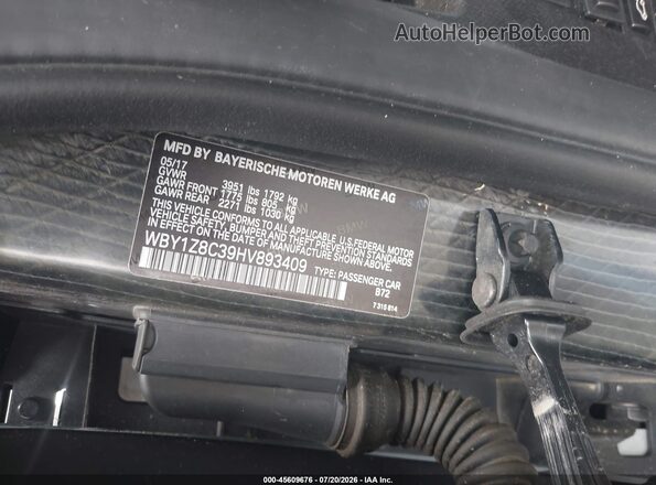 WBY1Z8C39HV893409 2017 BMW I3 Серебряный Вид подкапотного пространства