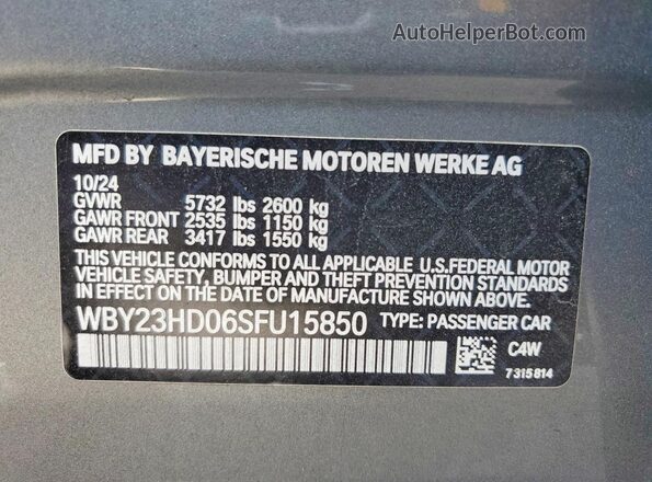 WBY23HD06SFU15850 2025 BMW I4 Gray ძრავის განყოფილების ხედი