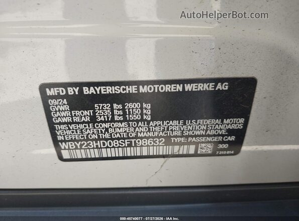 WBY23HD08SFT98632 2025 BMW I4 Белый Вид подкапотного пространства